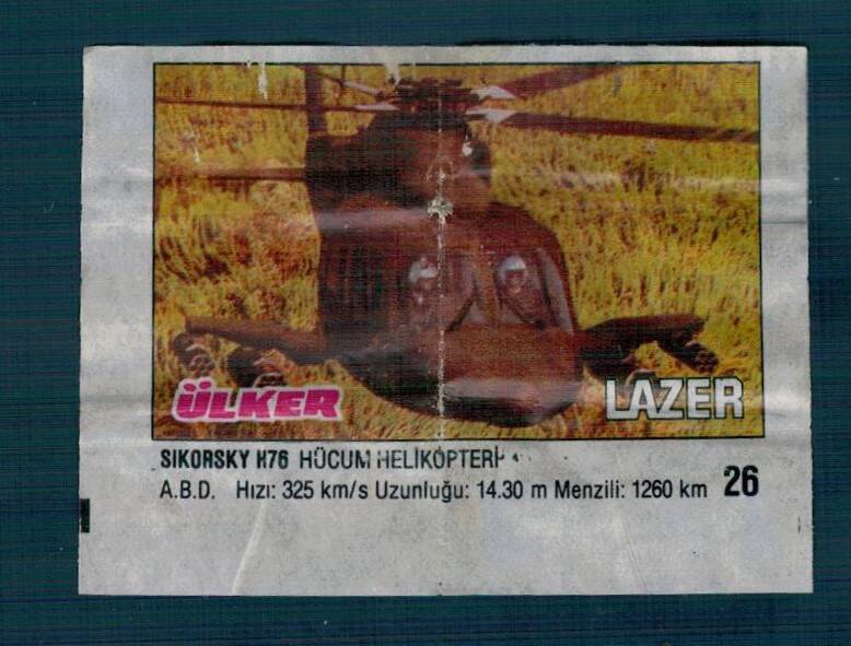 Lazer Savaş Araçları Serisi 1993 - Sıkdrsky H78 Hücum Halikopteri Sakız Kağıdı - .No 26 #SKZ2071 - 3