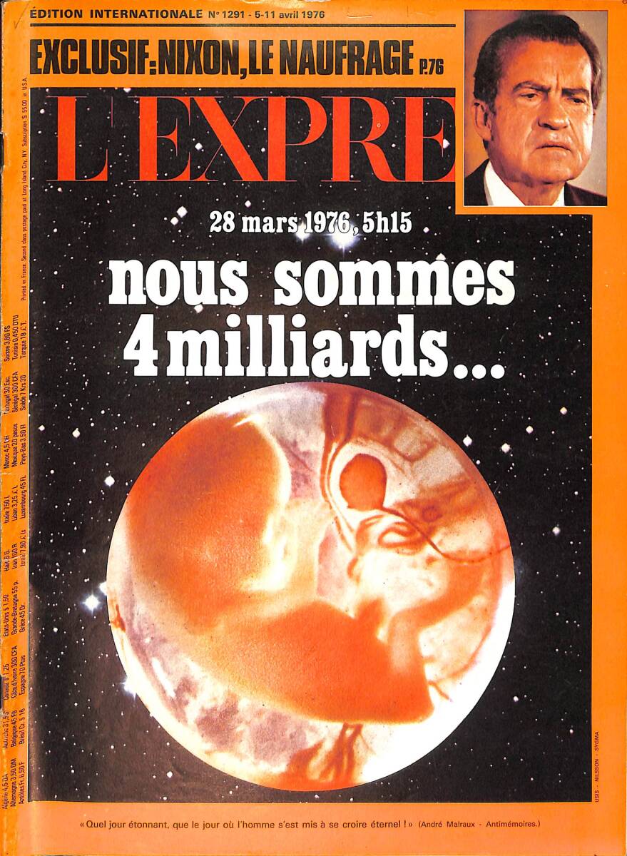 L'express – Edition Internatıonale – No.1291 – 5-11 Avril 1976 – Diana Ross - Sarah Bernhardt - Robert Taylor - Robert Redford - Dustin Hoffman NDR100400 - 1
