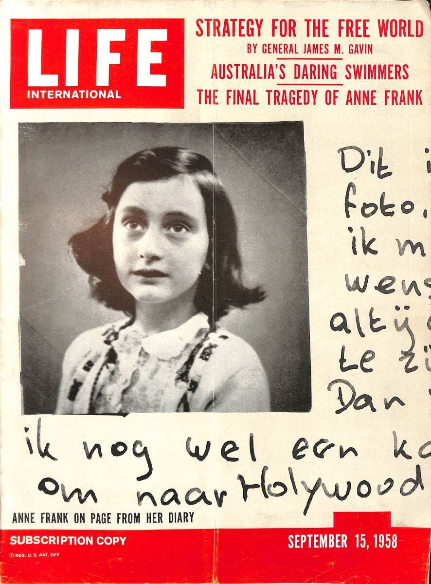 Life International 15 September 1958 - Anne Frank On Page From Her Diart - What Happened After End of Anne Frank's Diary on Cover NDR100305 - 1