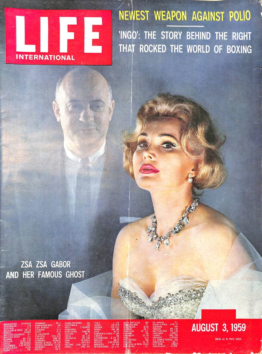 Life Magazine – August 3, 1959 – International Edition – Cover: Zsa Zsa Gabore And Her Famous Ghost - Biggest Animal Rescue Operation Since Noah NDR100317 - 1