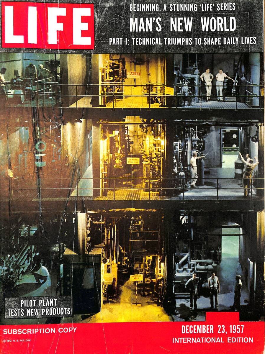Life Magazine – December 23, 1957 – International Edition – Cover:Pilot Plant Tests New Products - Front View Of Your Future 