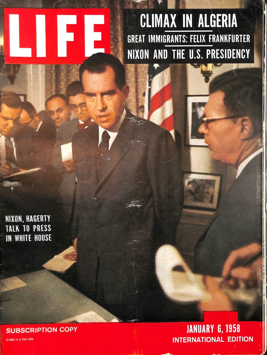 Life Magazine – January 6, 1958 – International Edition – Nixon, Hagerty Talk To Press In White House - The World Was its Proving Ground - 58 Ford! NDR100335 - 1