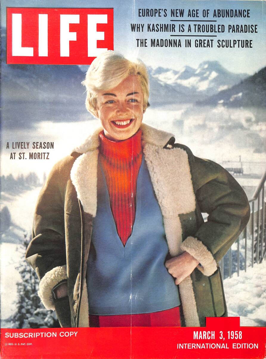 Life Magazine – March 3, 1958 – International Edition – A Lively Season At ST. Moritz - Madonna And Child In Color By Michelangelo NDR100351 - 1