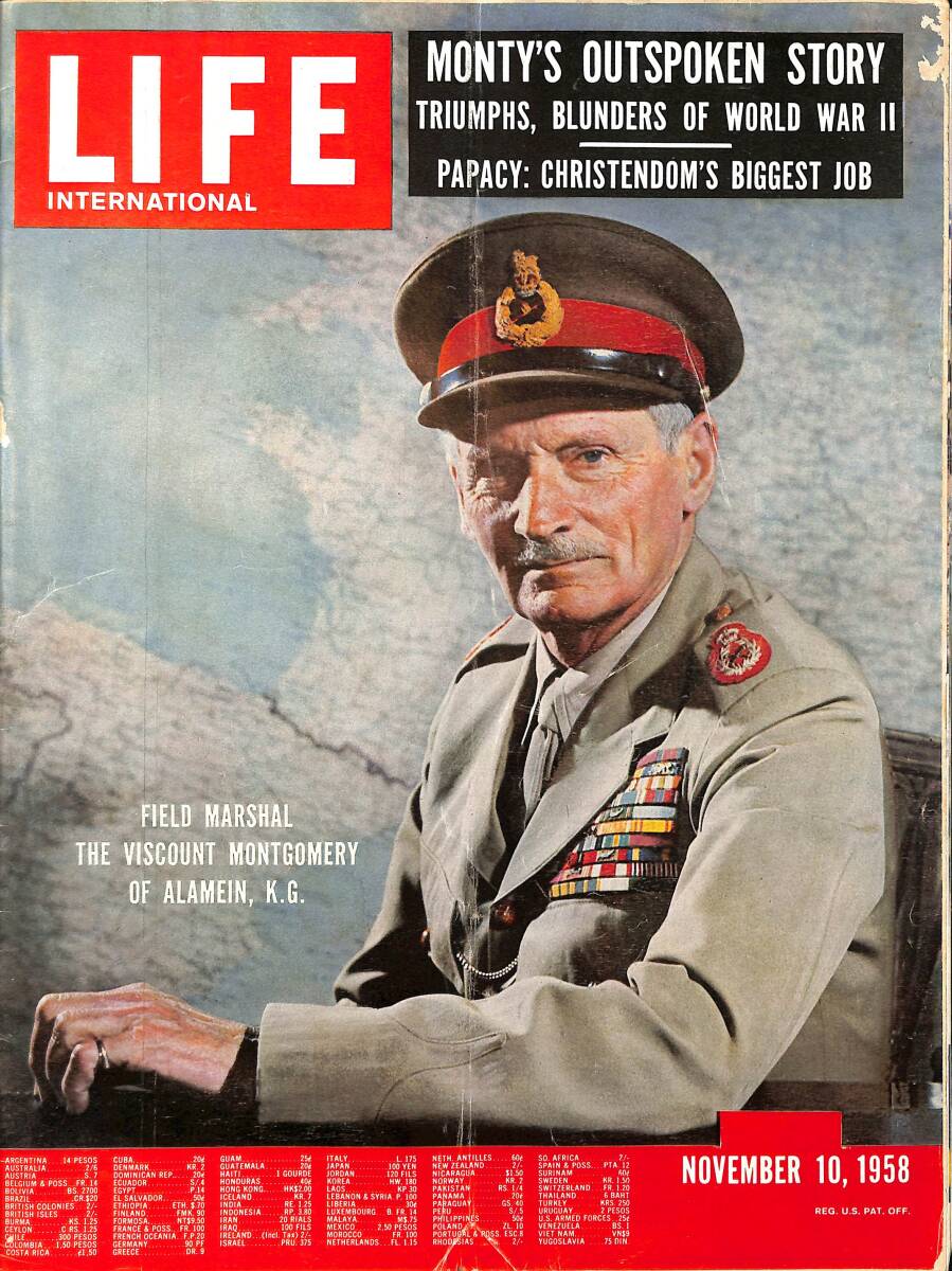 Life Magazine – November 10, 1958 – International Edition – Cover: Marshall Viscount Montgomery - The Death Of Pope PIUS XII NDR100321 - 1