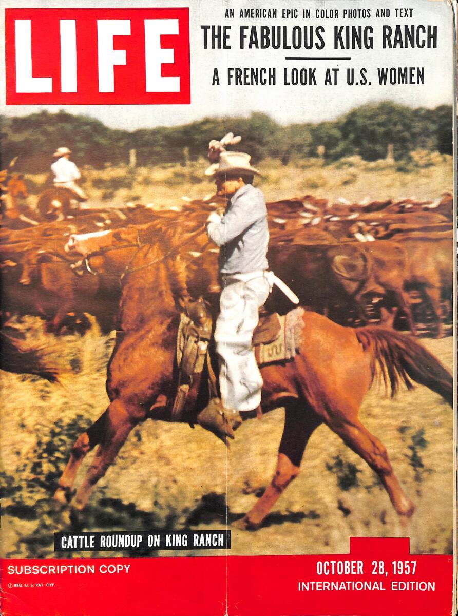 Life Magazine – October 28, 1957 – International Edition – Cattle Roundup On King Ranch - Nato Tests Its Strength Airlift In Turkey NDR100355 - 1
