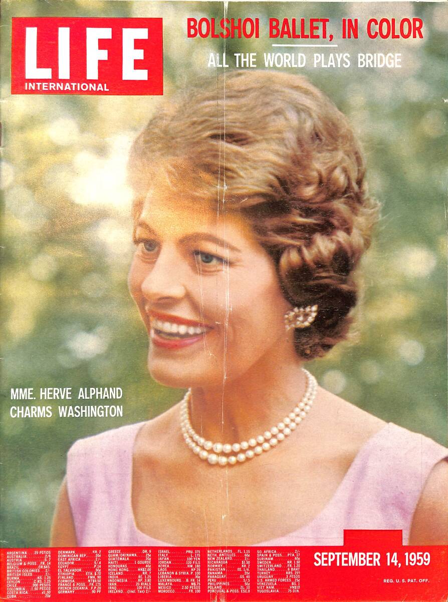 Life Magazine – September 14, 1959 – International Edition – Cover: Herve Alphand - A Rockefeller Weds A Rasmussen - Johansson Blasts The 