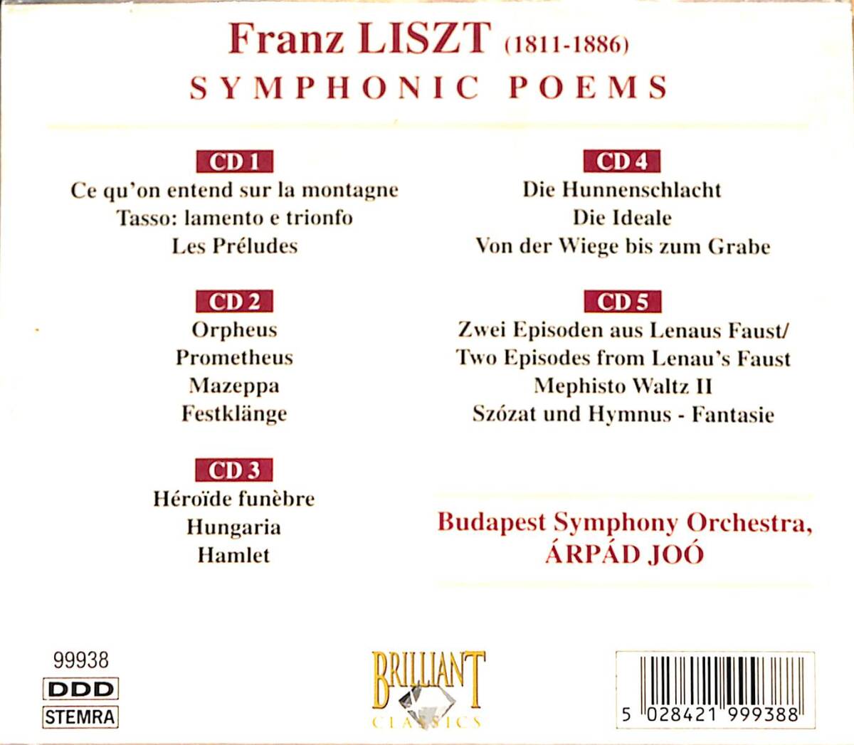 Liszt - Symphonic Poems Complete CD (İkinci El) CD4151 - 2
