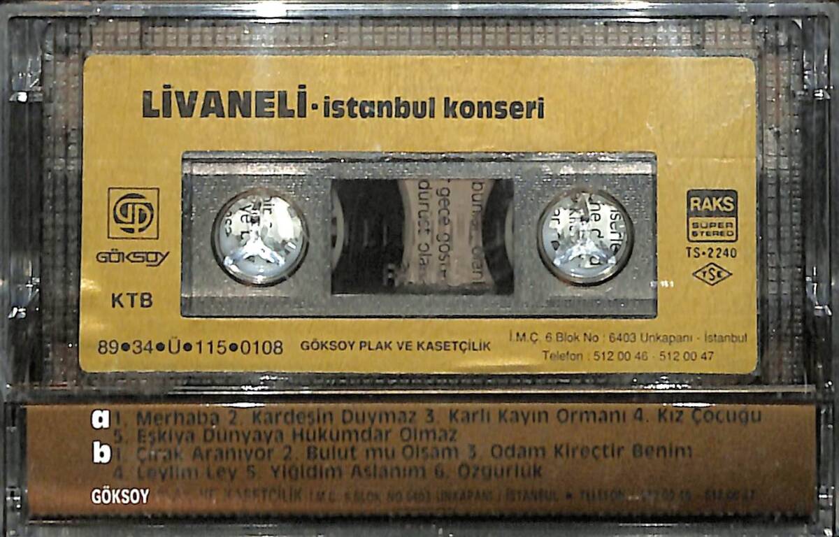 Livaneli - İstanbul Konseri / Seçme Eserler 7 Kaset (Sarı Bandrol - Kağıt Baskı - İkinci El) KST27705 - 2
