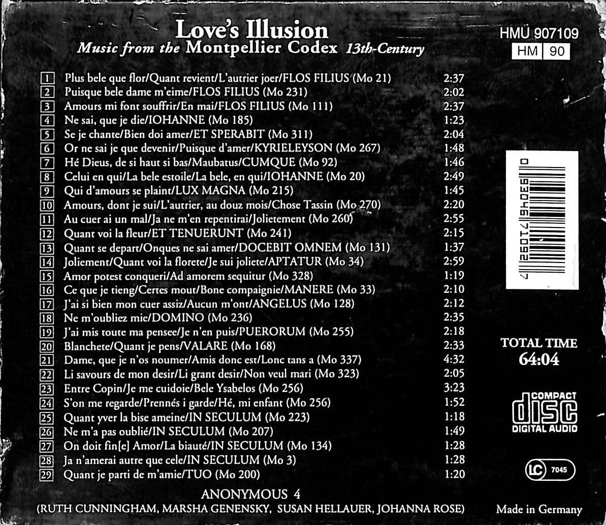 Love's Illusion Music From The Montpellier Codex 13th Century CD (İkinci El) CD3824 - 2