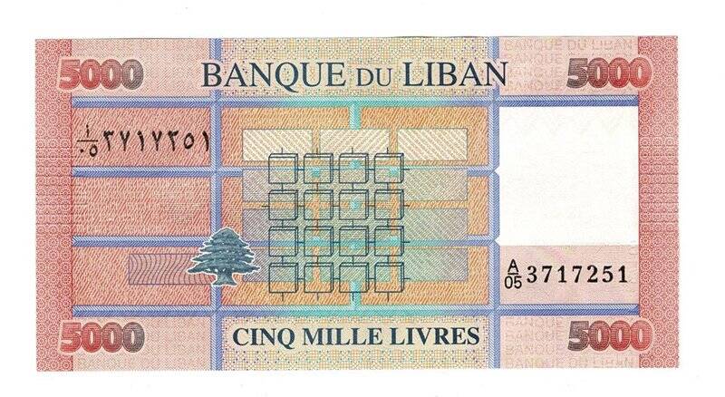 Lübnan 5000 Livre 2014 ÇİL YKP6583 - 2