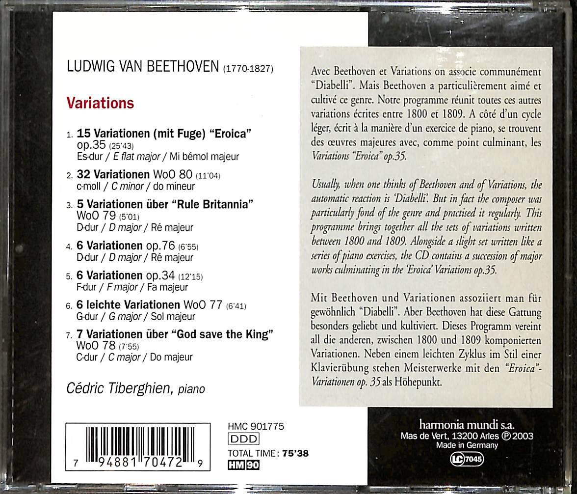 Ludwig van Beethoven, Cédric Tiberghien ‎– Variations Pour Piano CD (İkinci El) CD3943 - 2