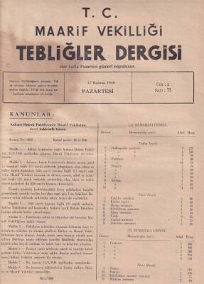 Maarif Vekilliği Tebliğler Dergisi Cilt2 Sayı75 17 Haziran 1940 NDR55983 - 1