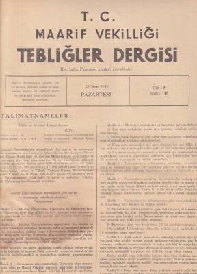 Maarif Vekilliği Tebliğler Dergisi Cilt3 Sayı118 28 Nisan 1941 NDR55980 - 1