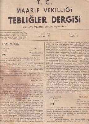 Maarif Vekilliği Tebliğler Dergisi Cilt4 Sayı138 8 Eylül 1941 NDR55982 - 1
