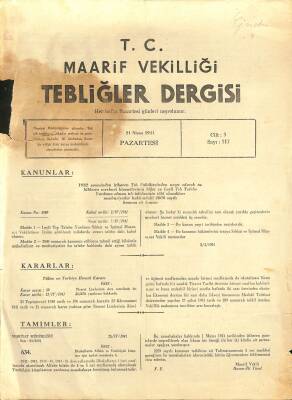 Maarif Vekilliği Tebliğler Dergisi Sayı 117 21 Nisan 1941 EFM(N)12597 - 1