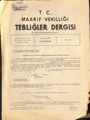 Maarif Vekilliği Tebliğler Dergisi Sayı 23 19 Haziran 1939 EFM(N)12602 - 1