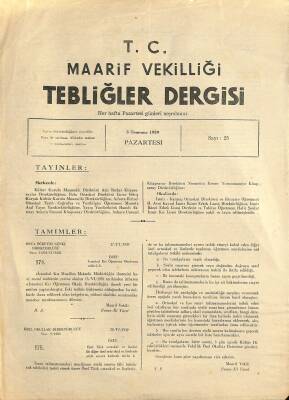Maarif Vekilliği Tebliğler Dergisi Sayı 25 3 Temmuz 1939 EFM(N)12604 - 1