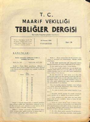 Maarif Vekilliği Tebliğler Dergisi Sayı 26 10 Temmuz 1939 EFM(N)12594 - 1