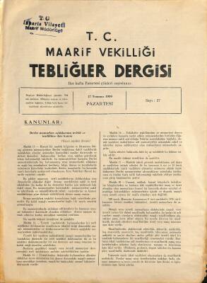 Maarif Vekilliği Tebliğler Dergisi Sayı 27 17 Temmuz 1939 EFM(N)12595 - 1