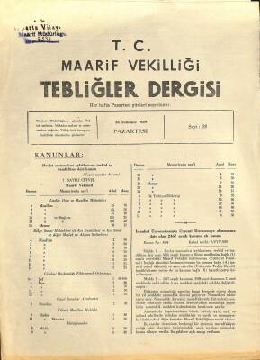 Maarif Vekilliği Tebliğler Dergisi Sayı 28 24 Temmuz 1939 EFM(N)12596 - 1