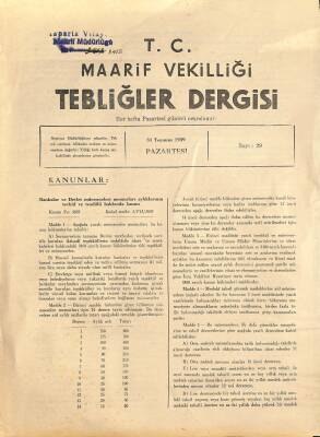 Maarif Vekilliği Tebliğler Dergisi Sayı 29 31 Temmuz 1939 EFM(N)12601 - 1