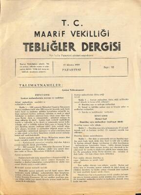 Maarif Vekilliği Tebliğler Dergisi Sayı 32 21 Ağustos 1939 EFM(N)12593 - 1