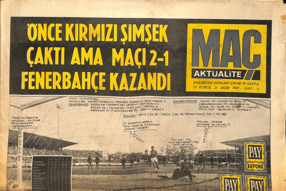 Maç Aktüalite Gazetesi 27 Ekim 1969 - Bursa'nın Aksine İst. Spor Büyüyor - Beşiktaş'ın Taktiği Yanlıştı GZ157689 - 1