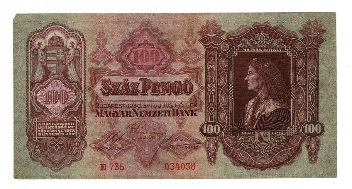 Macaristan 100 Pengo 1930 ÇÇT YKP8359 - 1
