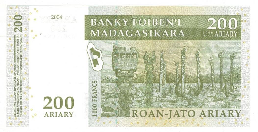 Madagaskar 200 Ariary 2004 ÇİL YKP8124 - 2