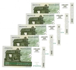 Madagaskar 2004 Yılı 200 Ariary (1000 Frank) (5 Adet) ÇİL YKP8815 - Gökçekoleksiyon
