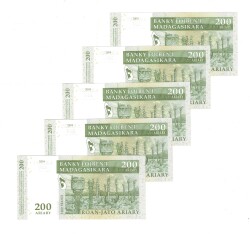 Madagaskar 2004 Yılı 200 Ariary (1000 Frank) (5 Adet) ÇİL YKP8815 - 2