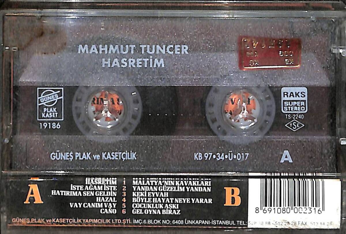 Mahmut Tuncer - Hasretim Kaset (İkinci El) KST28567 - 2