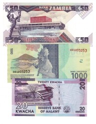 Malavi/Endonezya/Zambiya Yabancı Kağıt Para Lotu ÇİL YKP8348 - 2