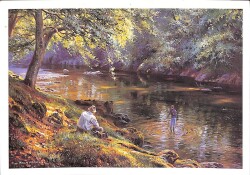 Manzara - Dere Ve Balıkçılar Temalı Kartpostal KRT12668 - Gökçekoleksiyon