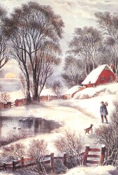 Manzara - Kış Temalı Adam Ve Köpek Kartpostal KRT12643 - Gökçekoleksiyon