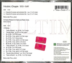 Maria João Pires Chopin Piano Concertos Nos. 1 CD (İkinci El) CD5280 - 2