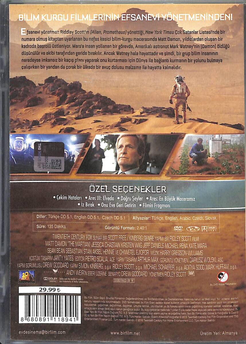 Marslı - The Martian - DVD Film (İkinci El) DVD2406 - 2