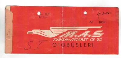 M.A.S. Turizim ve Ticaret Ltd. Şti. Otobüsleri Yolcu Bileti EFM1258 - 1