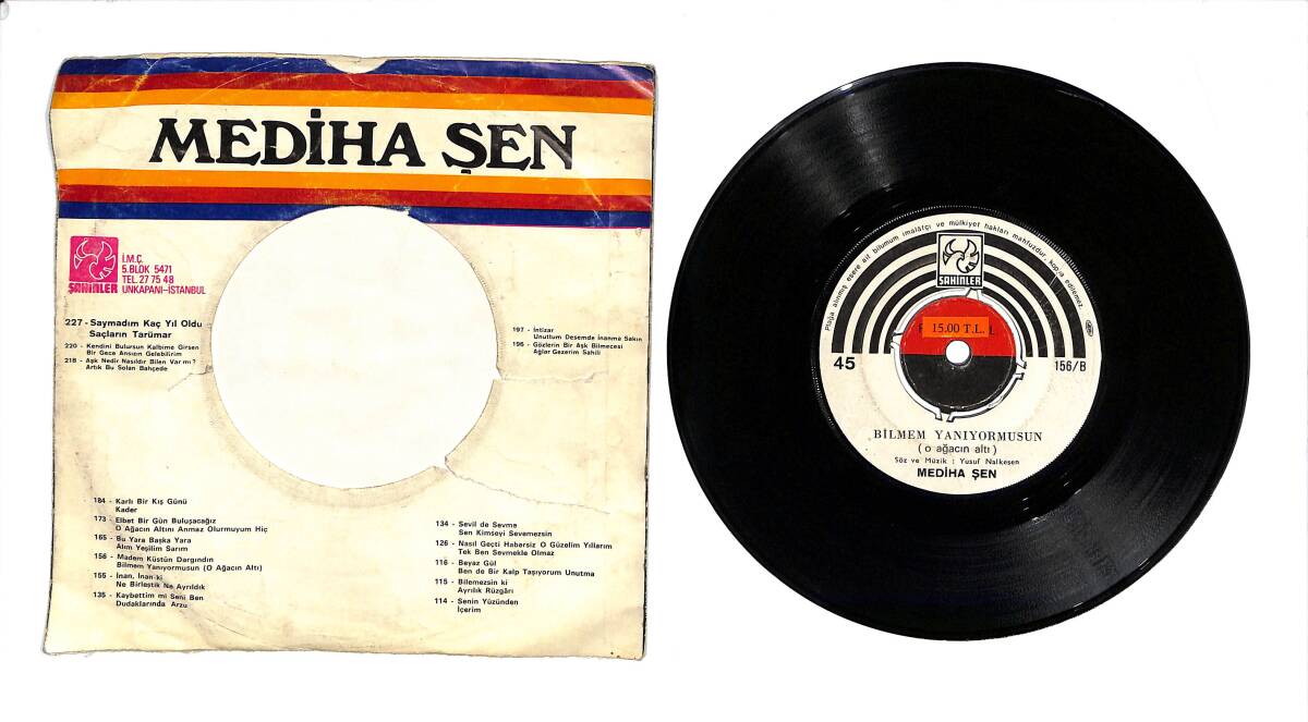 Mediha Şen – Madem Küstün Dargındın & Bilmem Yanıyor Musun 45'lik Plak (10/8) PLK27325 - 2