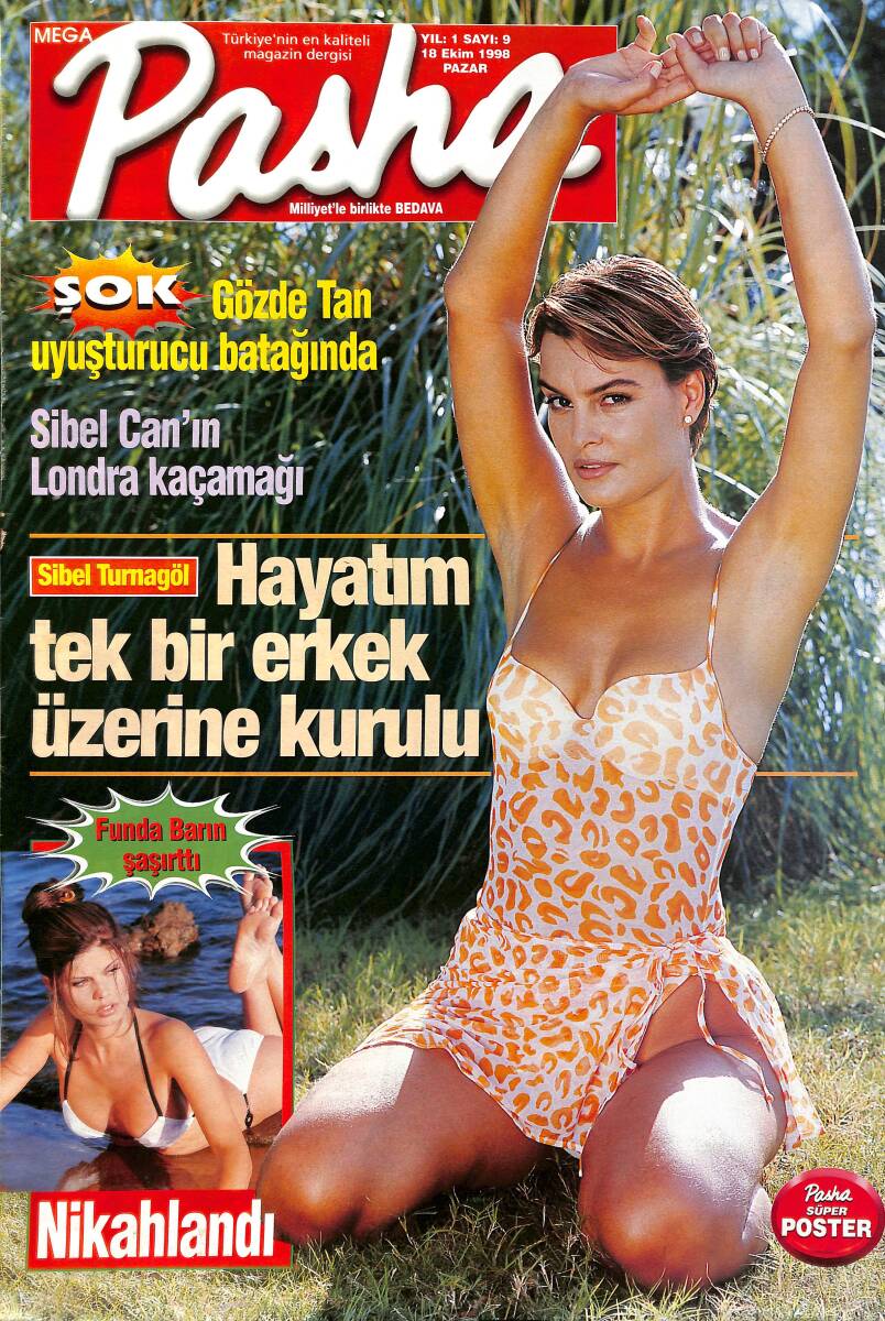 Mega Pasha Magazin Dergisi 18 Ekim 1998 Sayı: 9 - Sibel Can'ın Londra Kaçamağı - Talih Kuşu Seda'yı Gagaladı, Fatih'i Çok Sevdi - Sezen'e Açık Çek NDR89527 - 1