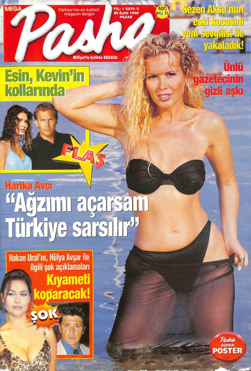 Mega Pasha Magazin Dergisi 20 Eylül 1998 Sayı : 5 - Harika Avcı Poster - Hakan Ural'ın , Hülya Avşar İle İlgili Şok Açıklamaları NDR89471 - 1