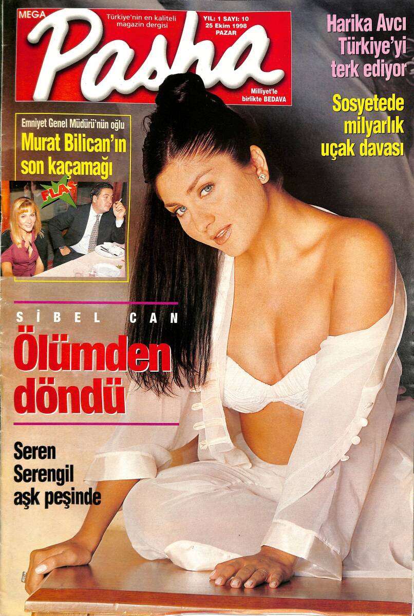 Mega Pasha Magazin Dergisi 25 Ekim 1998 Sayı: 10 - Seren Serengil Aşk Peşinde - Sibel Can Ölümden Döndü - Sibel Can Dev Poster - Türkan'ın İki Yüzü NDR89531 - 1