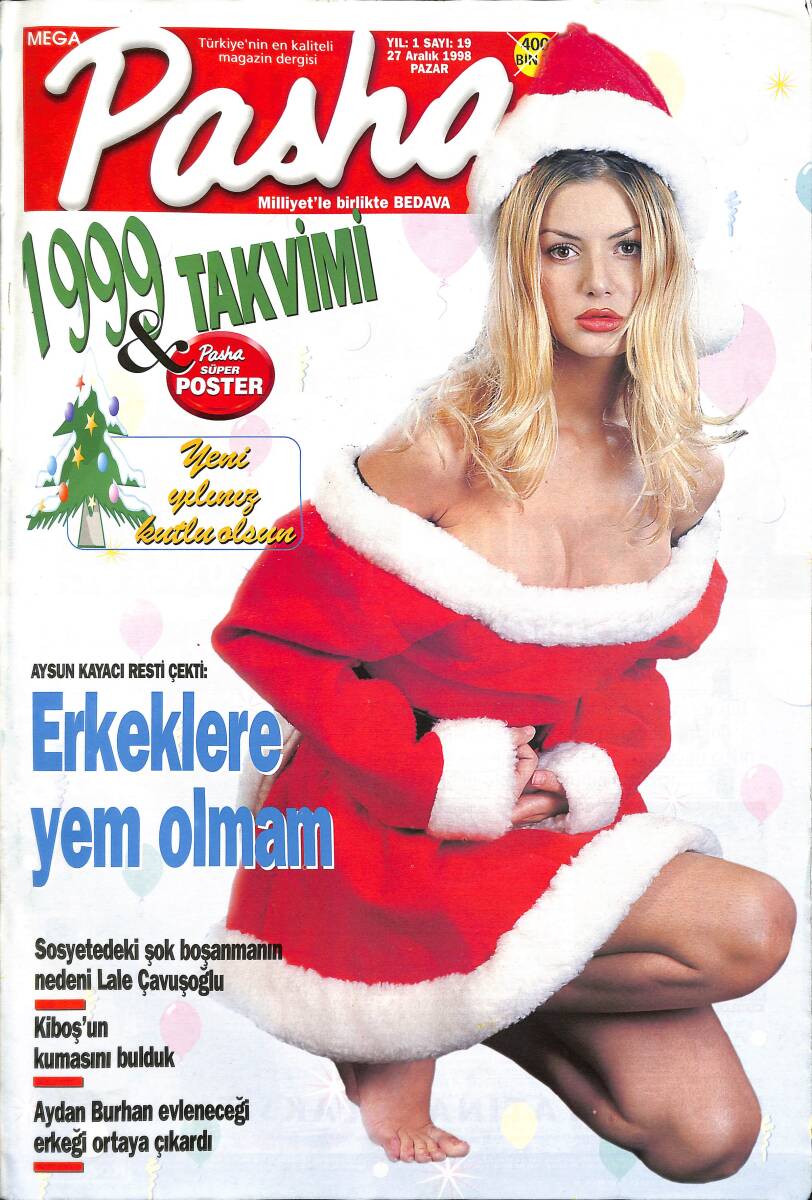 Mega Pasha Magazin Dergisi 27 Aralık 1999 Sayı: 19 - Kibariye'nin Kuması - Ajda Sevgiliye Göre Takım Değiştiriyor - Aysun Kayacı: Erkeklere Yem Olmam NDR89541 - 1