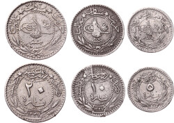 Mehmed Reşad 20/10/5 Para Lotu (3 Adet) OMP3261 - 