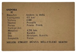 MELEK Sakızı 1960s Milletler Seriisi ANDORA Sakız Kağıdı Stickers No 97 # SKZ1089 - 2