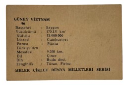 MELEK Sakızı 1960s Milletler Seriisi GÜNEY VİETNAM Sakız Kağıdı Stickers No 96 # SKZ1096 - 2
