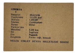 MELEK Sakızı 1960s Milletler Seriisi LİBERYA Sakız Kağıdı Stickers No 7 # SKZ1095 - 2