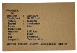 MELEK Sakızı 1960s Milletler Seriisi POLANYA Sakız Kağıdı Stickers No 20 # SKZ1094 - 2