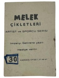 MELEK Sakızı Artist ve Sporcu Serisi No 30 YILDIZ KENTER # SKZ1568 - 2