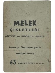 MELEK Sakızı Artist ve Sporcu Serisi No 63 HÜLYA KOÇYİĞİT # SKZ1572 - 2